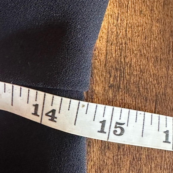 Max Mara | Black V-Neck Cocktail Dress with Cap Sleeves & Asymmetrical Pleating - Picture 8 of 9